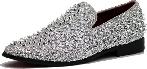 SPK70 Men's Vintage Spike Dress Loafers Slip On Fashion Shoes Classic Tuxedo Dress Shoes in Saudi Arabia