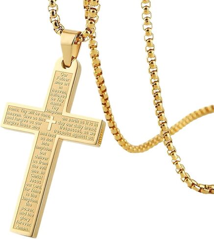 Cross Necklace Pendant Car Mirror Hanging Accessories, Stainless Steel Cross Car Rear View Charm with Bible Verse for Car, Truck, Home, Hanging Cross Car Ornament for Men Women (Silver) in Saudi Arabia
