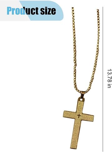 Cross Necklace Pendant Car Mirror Hanging Accessories, Stainless Steel Cross Car Rear View Charm with Bible Verse for Car, Truck, Home, Hanging Cross Car Ornament for Men Women (Silver) in Saudi Arabia