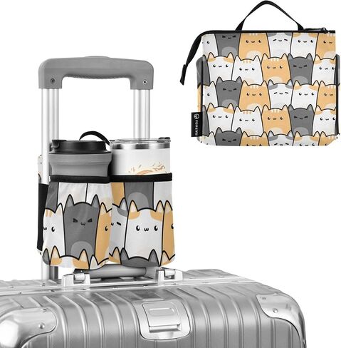 Luggage Cup Holder Travel Portable Free Hand Drink Carrier Suitcase Drinks Beverage Holder Carry-On Bottle Mug Holder Organizer Bag Travelers Accessories in Kuwait