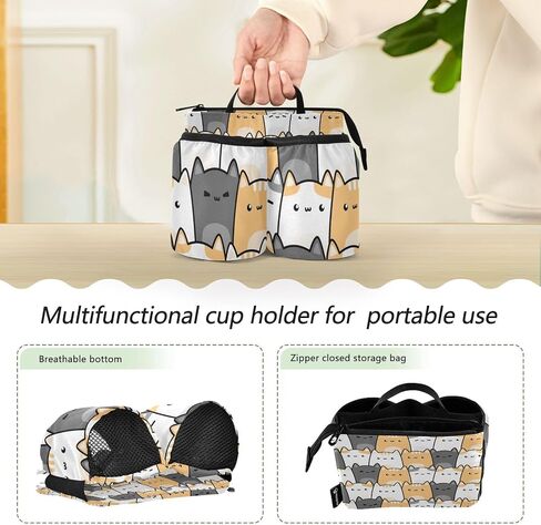Luggage Cup Holder Travel Portable Free Hand Drink Carrier Suitcase Drinks Beverage Holder Carry-On Bottle Mug Holder Organizer Bag Travelers Accessories in Kuwait