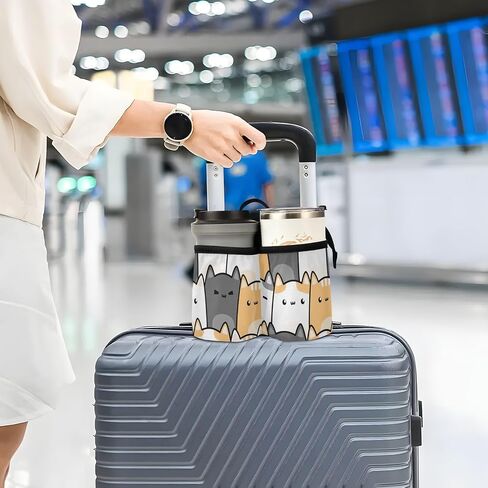 Luggage Cup Holder Travel Portable Free Hand Drink Carrier Suitcase Drinks Beverage Holder Carry-On Bottle Mug Holder Organizer Bag Travelers Accessories in Kuwait
