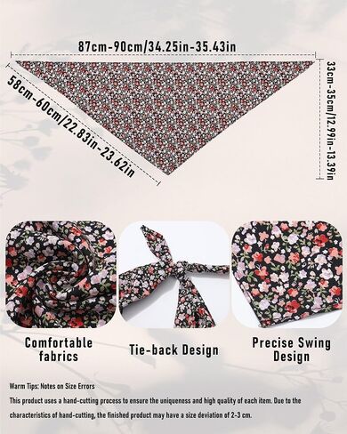 AWAYTR 4 Pcs Triangle Head Scarf Headband for Women Hair Bandanas for Women's Hair Boho Kerchief Headbands (White + Curry + Pink Crushed + Black Crushed) in Saudi Arabia