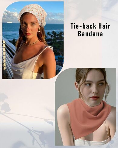 AWAYTR 4 Pcs Triangle Head Scarf Headband for Women Hair Bandanas for Women's Hair Boho Kerchief Headbands (White + Curry + Pink Crushed + Black Crushed) in Saudi Arabia