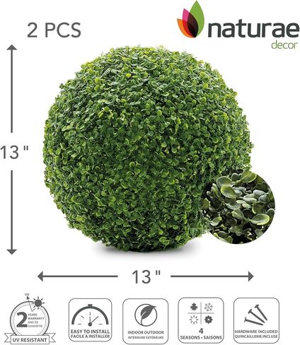 Naturae Decor Ball Topiary Ball - Boxwood Decorative Balls - الكثافة العالية والمظهر الطبيعي - 11 بوصة. حزمة 2 in Kuwait