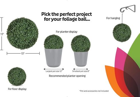 Naturae Decor Ball Topiary Ball - Boxwood Decorative Balls - الكثافة العالية والمظهر الطبيعي - 11 بوصة. حزمة 2 in Kuwait