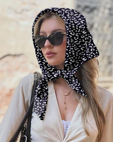 AWAYTR 4 Pcs Triangle Head Scarf Headband for Women Hair Bandanas for Women's Hair Boho Kerchief Headbands (White + Curry + Pink Crushed + Black Crushed) in Saudi Arabia