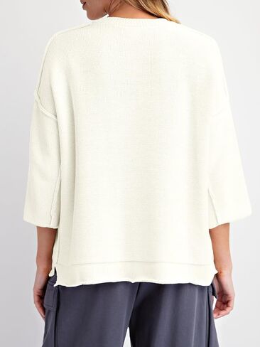 Cicy Bell Womens Oversized Sweaters 3/4 Sleeve Summer Casual Knitted Tops Crewneck Lightweight Loose Pullover Blouses in Saudi Arabia