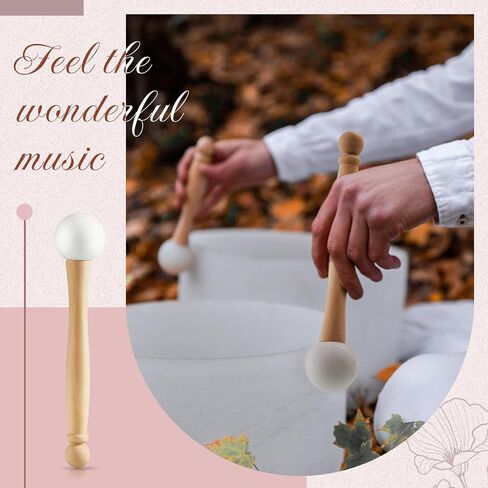3 Pieces Crystal Singing Bowl Mallet Set, Include Thick Suede Striker Solid and Hollow Sound Bowl Stick, Crystal Singing Bowl Rubber Mallet with Wood Handle for Playing Singing Bowl in Saudi Arabia