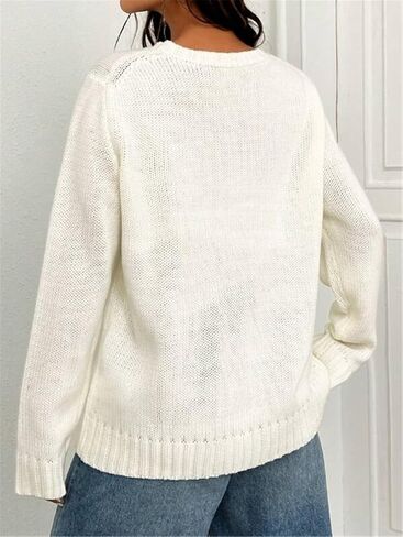 Women's Flag Pattern Long Sleeve Round Neck Sweater Casual Loose Pullover Sweater Top in Saudi Arabia