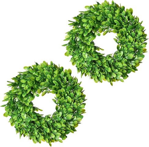 Lvydec 2 Pack Artificial Boxwood Wreath - 11" Mini Green Wreath for Wall, Window, Table Decoration in Saudi Arabia