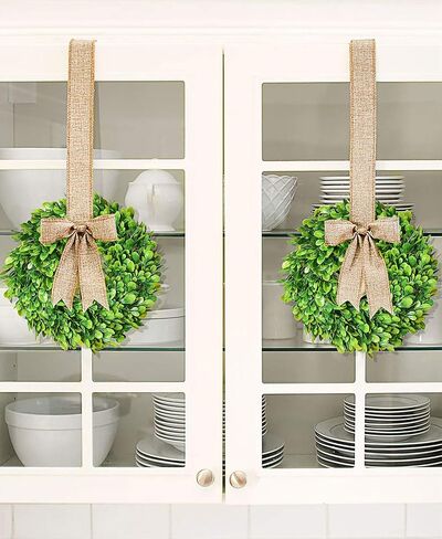 Lvydec 2 Pack Artificial Boxwood Wreath - 11" Mini Green Wreath for Wall, Window, Table Decoration in Saudi Arabia