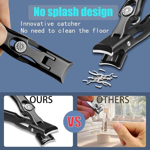 XGIZMOO Wide Jaw Opening Nail Clippers with Catcher Toenail Cutter No Splash for Thick Nails with Safety Lock Stainless Steel Fingernail Clipper for Seniors Men Women (Metallic with Metal File) in Saudi Arabia