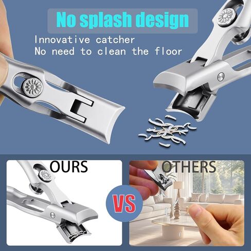 XGIZMOO Wide Jaw Opening Nail Clippers with Catcher Toenail Cutter No Splash for Thick Nails with Safety Lock Stainless Steel Fingernail Clipper for Seniors Men Women (Metallic with Metal File) in Saudi Arabia