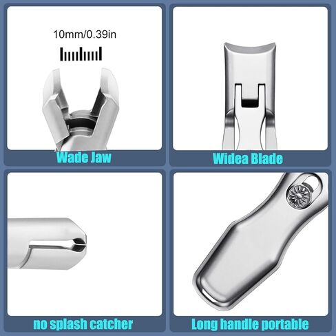 XGIZMOO Wide Jaw Opening Nail Clippers with Catcher Toenail Cutter No Splash for Thick Nails with Safety Lock Stainless Steel Fingernail Clipper for Seniors Men Women (Metallic with Metal File) in Saudi Arabia