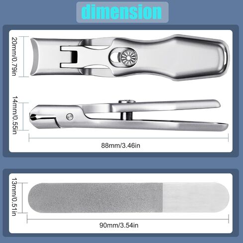XGIZMOO Wide Jaw Opening Nail Clippers with Catcher Toenail Cutter No Splash for Thick Nails with Safety Lock Stainless Steel Fingernail Clipper for Seniors Men Women (Metallic with Metal File) in Saudi Arabia