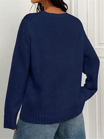 Women's Flag Pattern Long Sleeve Round Neck Sweater Casual Loose Pullover Sweater Top in Saudi Arabia