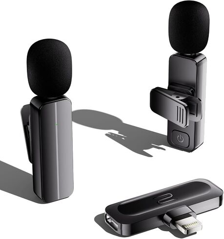 2 Pack Wireless Mini Lavalier Lapel Microphone for iPhone,iPad - Cordless Double Mics Plug and Pick-up 2.4G Ultra-Low Delay Built-in Noise Reduction Chip 5H Working Time for Two-Person Creator in Saudi Arabia