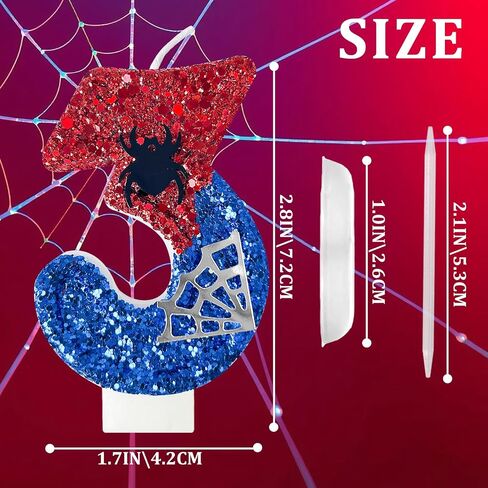 الأحمر والأزرق مع شموع عيد ميلاد Silver Spider Web ، موضوع كرتون العنكبوت ، زخرفة Happy Candle Cake مناسبة للبنين والبنات لوازم حفلات الأطفال (3) in Kuwait