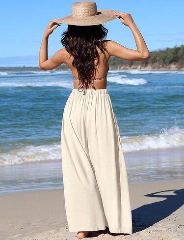 Tarse Women Linen Palazzo Pants Summer Wide Leg Boho الرباط غير الرسمي صالة بانت بيتش سفر العطلات in Kuwait