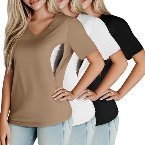 Huukaey 3 Pack Tops Maternity Maternity Tops ، Hidden Sterden Prostephing Erglening vish in Saudi Arabia