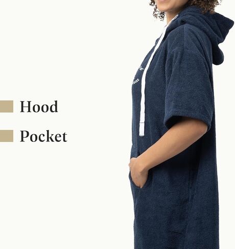 Unisex Changing Robe - Cotton Hooded Surf Poncho - Adult Beach Swimming Dry Robe - Cover Up Towel - Surfing Camp in Saudi Arabia
