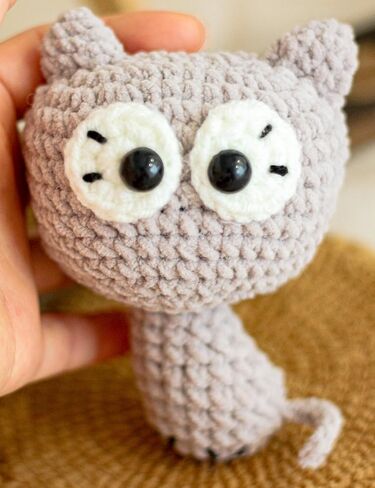 Funny Cat Bag Charm Crochet Animal Crochet Gifts Stuff Gift Bag Charms Crochet Animals Already Made Positive Cat Emotional Support Grey in Saudi Arabia