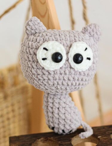 Funny Cat Bag Charm Crochet Animal Crochet Gifts Stuff Gift Bag Charms Crochet Animals Already Made Positive Cat Emotional Support Grey in Saudi Arabia