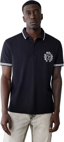 True Religion Men's SS Buddha Patch Polo | Short Sleeve Polo Shirt with Buddha Logo in Saudi Arabia