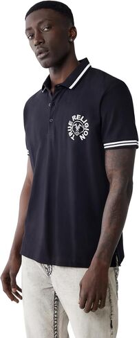 True Religion Men's SS Buddha Patch Polo | Short Sleeve Polo Shirt with Buddha Logo in Saudi Arabia