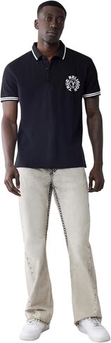 True Religion Men's SS Buddha Patch Polo | Short Sleeve Polo Shirt with Buddha Logo in Saudi Arabia