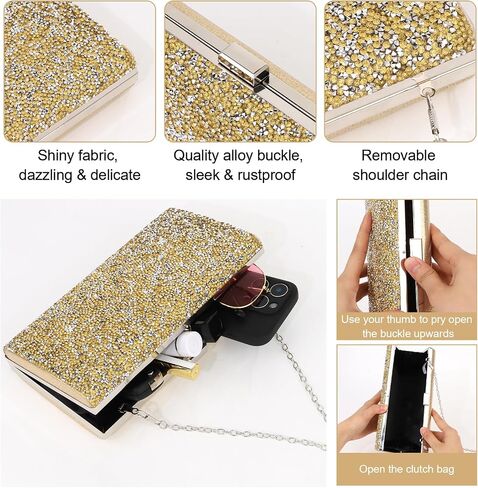 Wecoe 5pcs/set Jewelry Purse Set For Women Handbags Clutch Rhinestone Diamond Necklaces Bracelets Earrings Ring Set Wedding Bridal Prom Homecoming Costume Jewelry Formal Evening Bag Accessories in Saudi Arabia