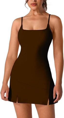 Abociw Womens Spaghetti Strap Tennis Tennis Dress مع شورتات شورت Sideveless Slit Slit Workout Golf Athletic Dress in Kuwait