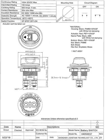 Car Battery Switches 12V 50A 100A 200A 300A Car Battery Isolator Switch + 8 AWG Cable Wiring Connect On-Off Battery Kill Switch (100A) in Saudi Arabia