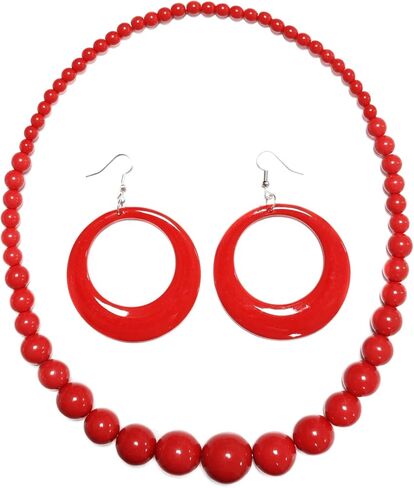 Boho ملونة من الخرز أكريليك قلادة حلوى اللون 80s حفلة رجعية تتدلى أقراط الصيف فيبي المجوهرات in Kuwait