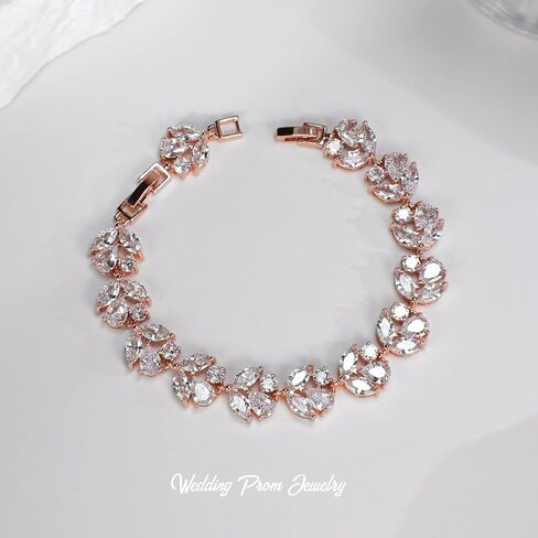 Udylgoon Cubic Zirconia Leaf Dangle Set وأقراط سوار ، مجوهرات زفاف أنيقة مجموعة لحفل الزفاف ، حفلة موسيقية ، حفلة ، وصيفات الشرف in Kuwait
