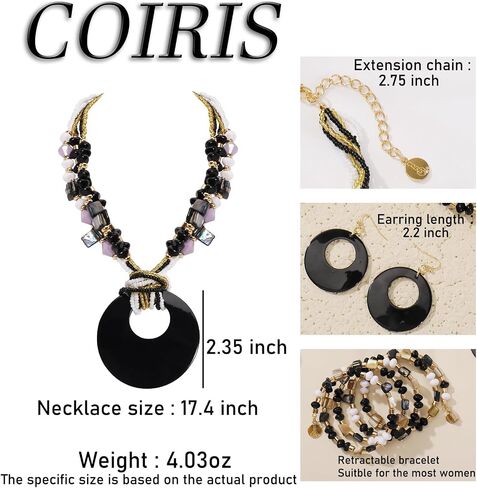 Jewelry Sets for Women 4 Pcs Chunky Beaded Mrs Roper Costume Jewelry for Women Boho Multi Strand Colorful Shell Necklace for Women in Saudi Arabia