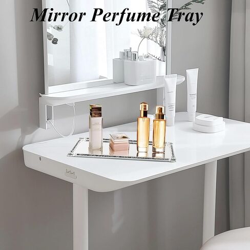 صينية الغرور المتطابقة ، صينية مملوءة بالزجاج الكريستالي المليء بالزجاج الكريستالي ، صينية بريق العطور ، صينية زخرفية ، لفيلم ، غرفة نوم الحمام ، الفضة ، الفضة in Kuwait