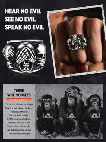 FaithHeart Skull Rings for Men Gothic Punk Stainless Steel Band Rings Biker Skeleton Thumb Ring Cocktail Party Jewelry with Gift Box in Saudi Arabia