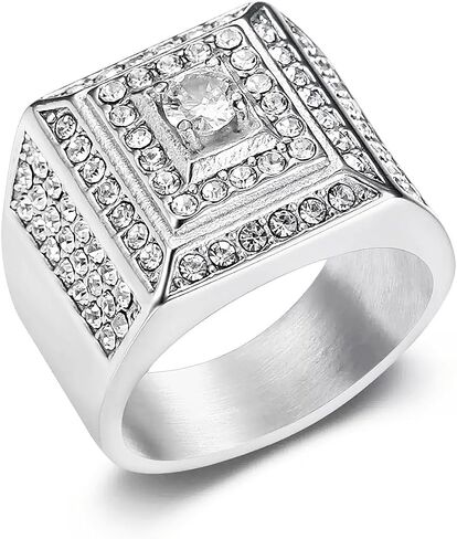 Iced Out Big Gems Square Steor Rings for Men Hip Hop Square Big Gem Ring for Women Cocktail Party Music Rings Rings for Men Heavy Metal Party in Kuwait