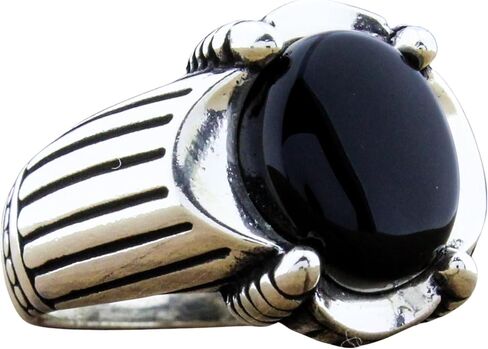 أصلية صلبة 925 من الفضة الاسترليني السوداء أونيكس خاتم للرجال in Kuwait