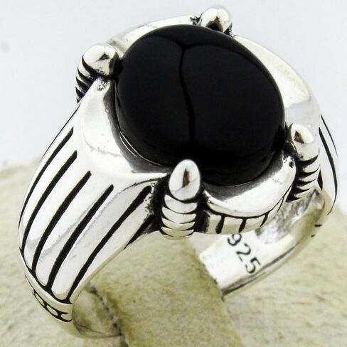 أصلية صلبة 925 من الفضة الاسترليني السوداء أونيكس خاتم للرجال in Kuwait