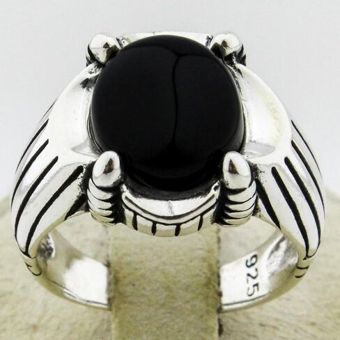 أصلية صلبة 925 من الفضة الاسترليني السوداء أونيكس خاتم للرجال in Kuwait