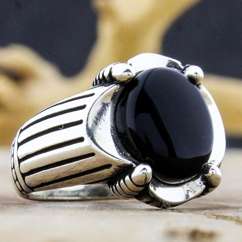 أصلية صلبة 925 من الفضة الاسترليني السوداء أونيكس خاتم للرجال in Kuwait