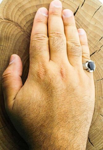 أصلية صلبة 925 من الفضة الاسترليني السوداء أونيكس خاتم للرجال in Kuwait