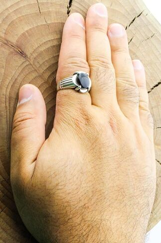 أصلية صلبة 925 من الفضة الاسترليني السوداء أونيكس خاتم للرجال in Kuwait