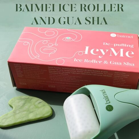 BAIMEI Ice Roller and Gua Sha Facial Tools, Ice Roller for face Reduces Puffiness Migraine Pain Relief-Green in Kuwait