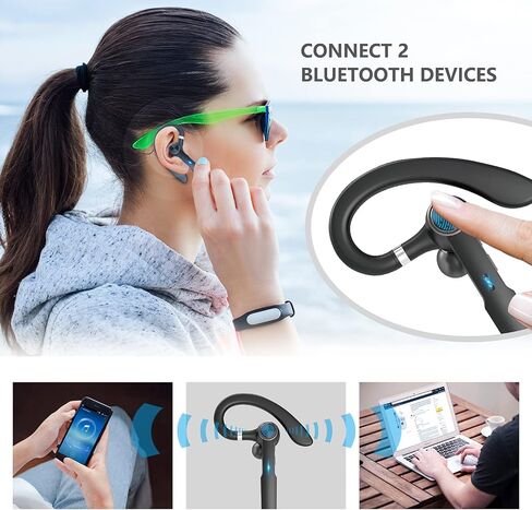Bluetooth Headset , Bluetooth Earpiece with ENC MIC ,Trucker wireless headset with Charging Case 55Hrs playtime Bluetooth 5.3 Hands-Free Caller Voice Announce for Driving/Business（Upgrade Version) in Saudi Arabia