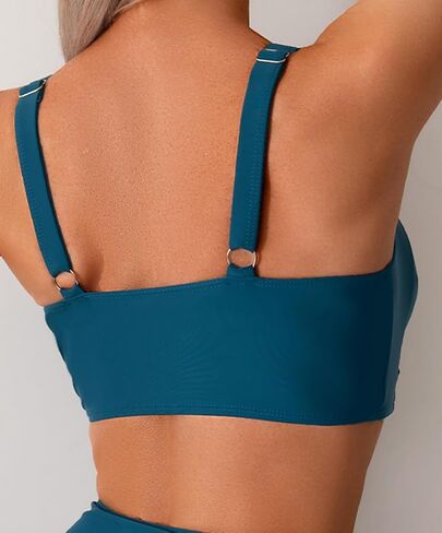 Tainehs Women's Push Up Bikini Top Twist Front V Neck Swimsuit Top Wide Shoulder Straps Bathing Suit Top in Kuwait