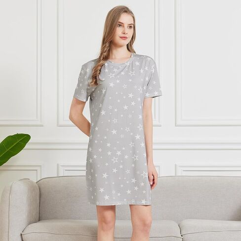 netdraw Women's Ultra Soft Bamboo Viscose Nightgowns Cooling T-Shirt Dress Pajamas Cotton Lightweight Sleepwear in Kuwait